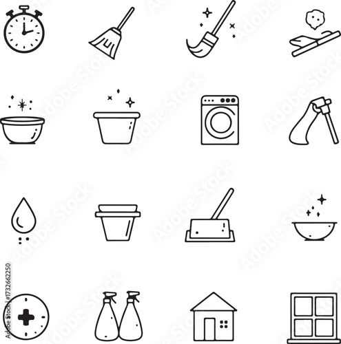 Home cleaning line icon set. Vector symbols for housekeeping service. 
