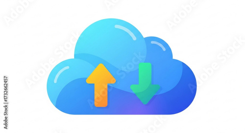 Illustration of a cloud with upload and download arrows, representing cloud computing and data transfer concepts