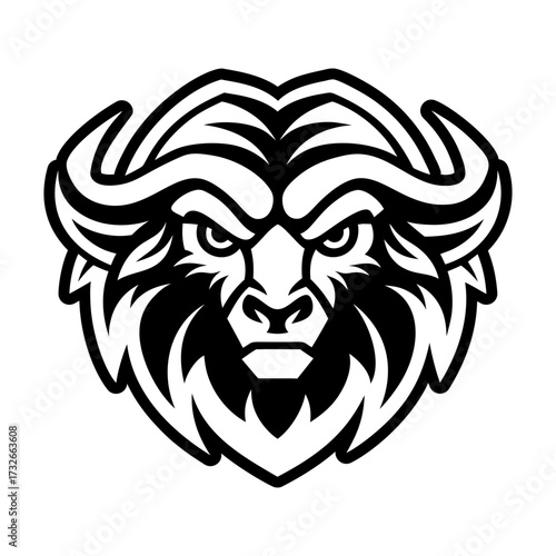A solid style icon showing a buffalo head