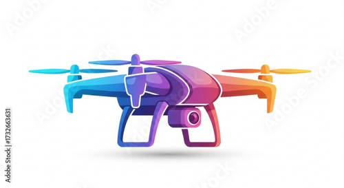 Colorful drone illustration, showcasing modern technology and aerial photography capabilities for creative projects