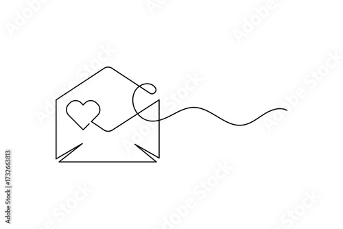 Envelope Symbol One Line Continuous Vector Illustration