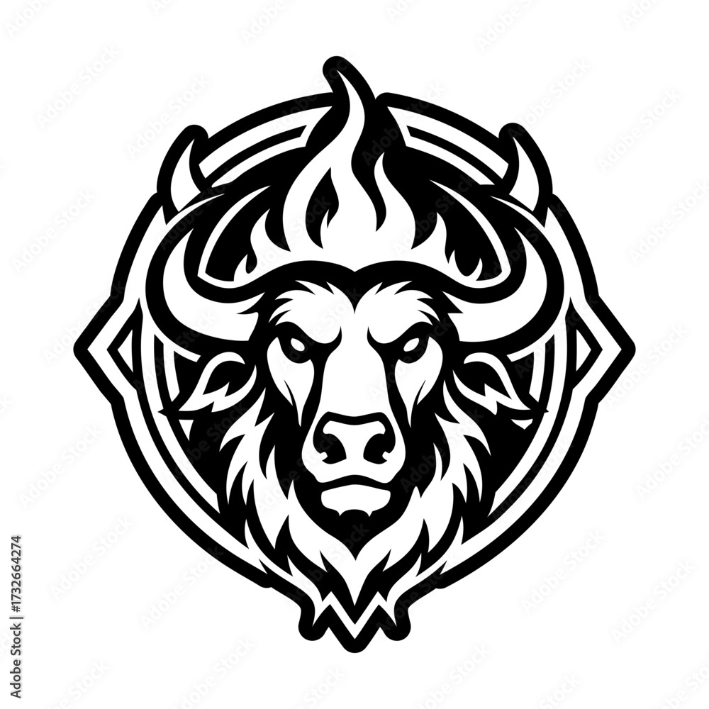Fototapeta premium Glyph style icon showing a buffalo mascot