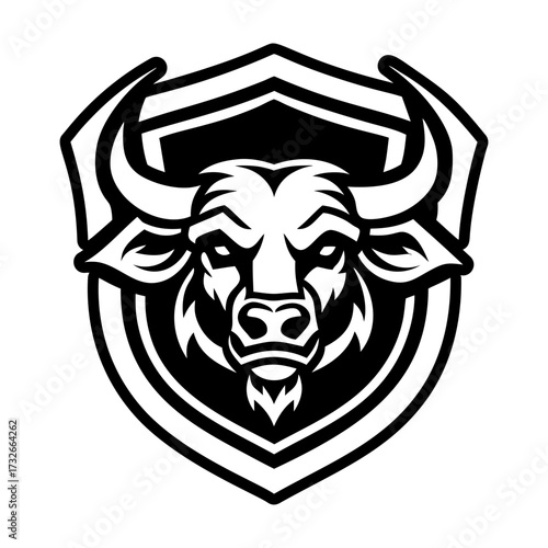 A filled style icon of a buffalo face