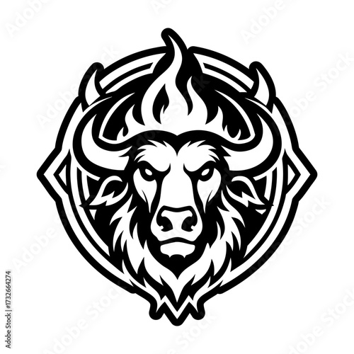 Glyph style icon showing a buffalo mascot
