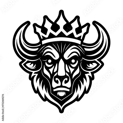 A solid style icon showing a buffalo head