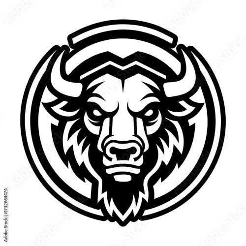 A filled style icon of a buffalo face