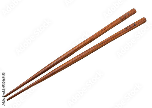  wooden chopsticks isolated on a transparent background.