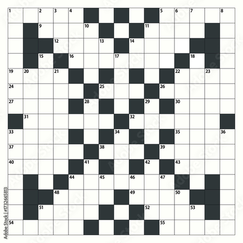 Square crossword puzzle game vector. American-style crossword puzzle.