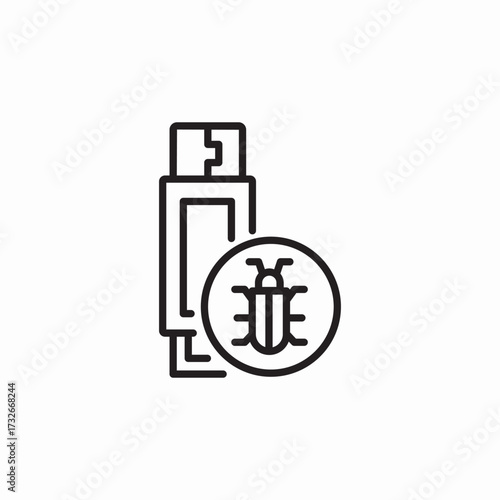 flash drive virus bug icon sign vector