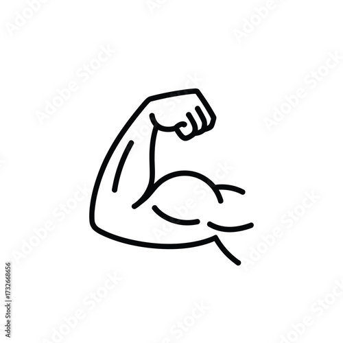 Simple line drawing of a flexed bicep muscle