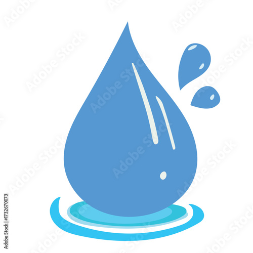 Minimal blue water drop with teardrop shapes. Clean vector illustration for eco designs, kids themes, or stickers.