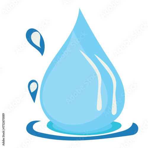 Minimal blue water drop with teardrop shapes. Clean vector illustration for eco designs, kids themes, or stickers.