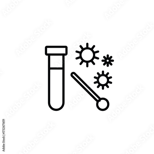 Medical test tube swab and virus icon