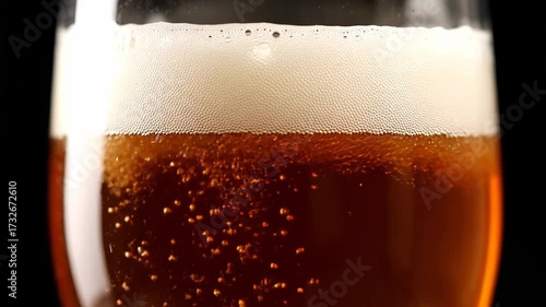 Wallpaper Mural Up close shot of a chilled glass of light beer, bubbles gracefully making their way to the surface. The frothy foam gently dissipates on a dark backdrop Torontodigital.ca