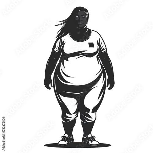 Overweight woman Representation of body positivity with a diverse figure standing confidently in activewear during a sunny day outdoors