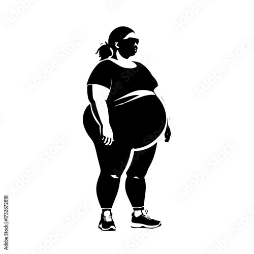 Overweight woman Representation of body positivity with a diverse figure standing confidently in activewear during a sunny day outdoors