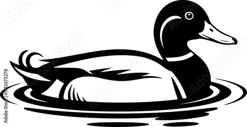 duck swimming silhouette vector illustration