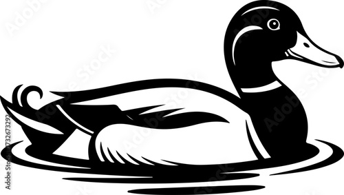 duck swimming silhouette vector illustration