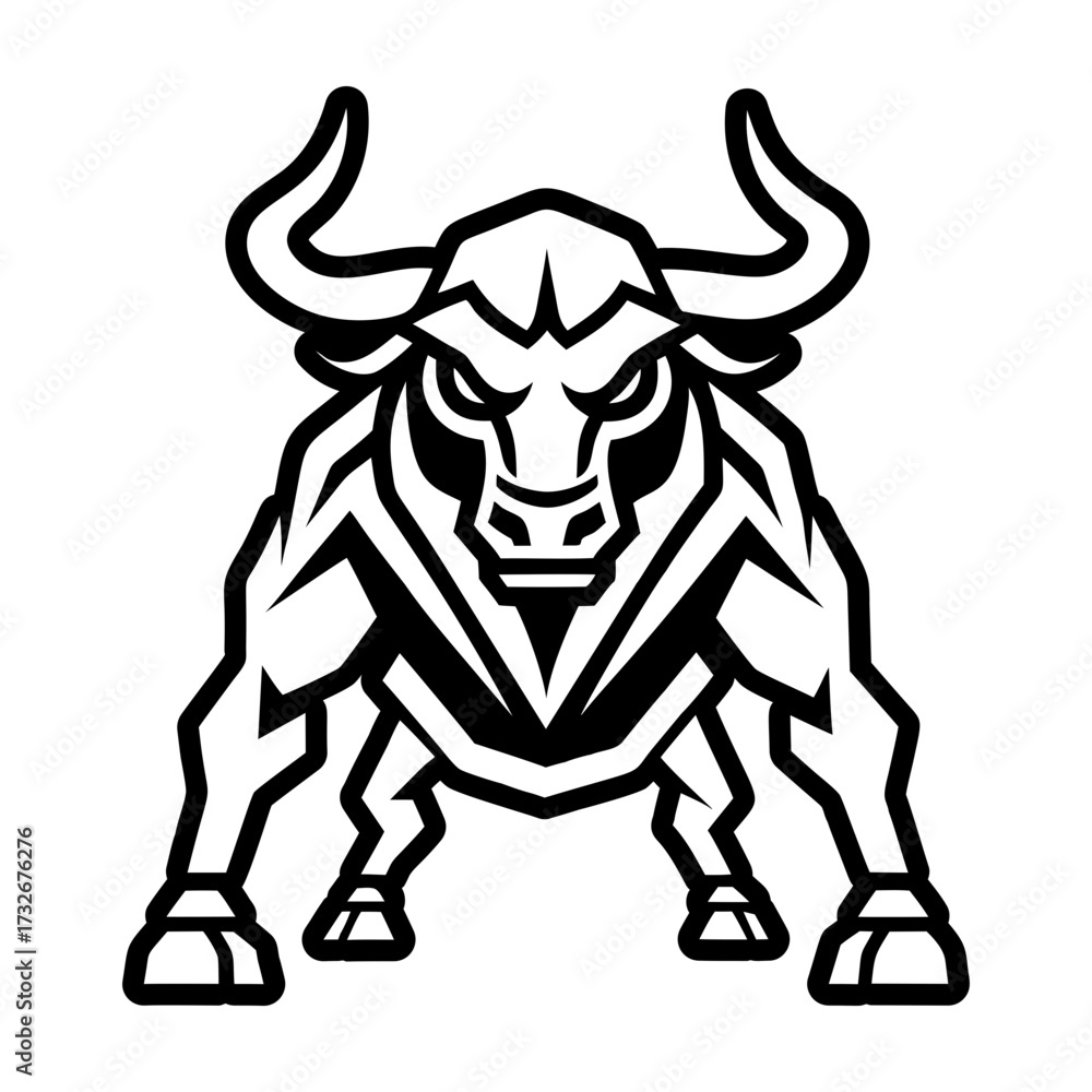 Fototapeta premium Glyph style icon showing bull mascot