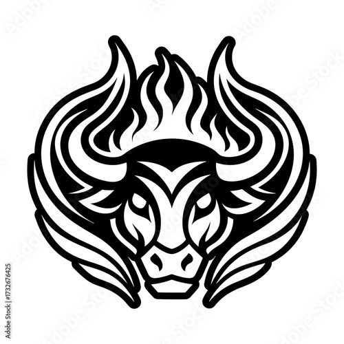 Solid style icon representing a bull symbol