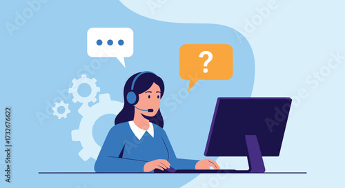Customer support agent answering questions and providing assistance to clients.