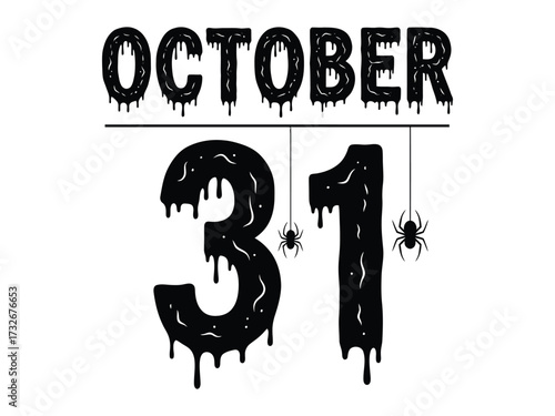 Spooky October 31st: A creative and eerie graphic design for Halloween season, featuring the date October 31st with spider decorations, evoking a sense of mystery and fun.