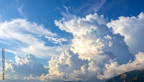 Dramatic cloudscape against a vibrant blue sky