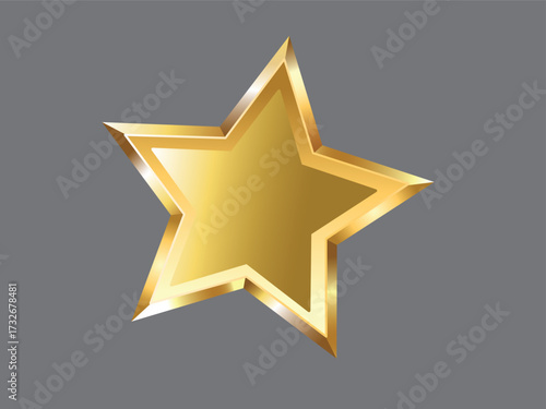 Shiny golden star isolated on gray background, a symbol of excellence, achievement, and recognition, perfect for awards, ratings, and festive decorations