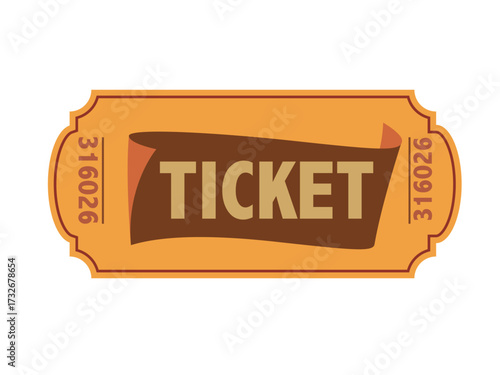 Vintage ticket isolated on white background, a classic design for events, raffles, and promotions, perfect for adding a nostalgic touch to your projects