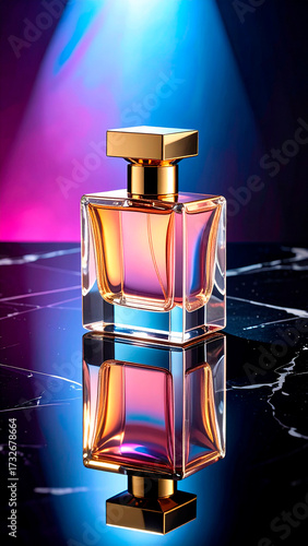 perfume bottle on black background