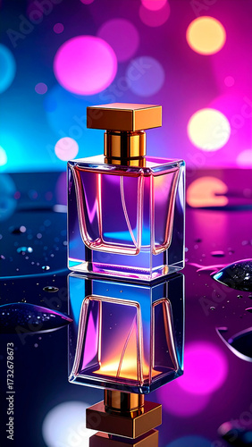 perfume bottle and glass