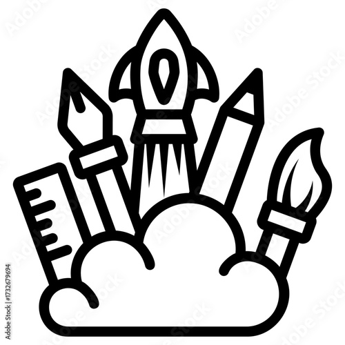 Creativity icon Ideas & Inspiration Icon Light Bulb Creative thought linear icon set. brainstorming and idea generation symbols Design Tools Icon Brain inside lightbulb icon in black creativity 