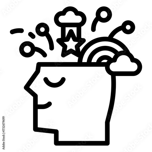 Creativity icon Ideas & Inspiration Icon Light Bulb Creative thought linear icon set. brainstorming and idea generation symbols Design Tools Icon Brain inside lightbulb icon in black creativity 