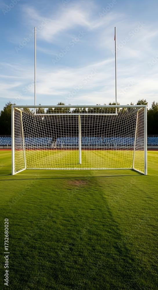 Fototapeta premium Empty Soccer Goal on a Field.