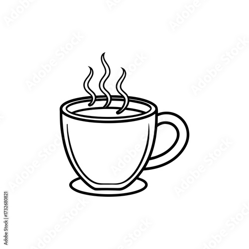 Outline illustration of a cup of hot coffee