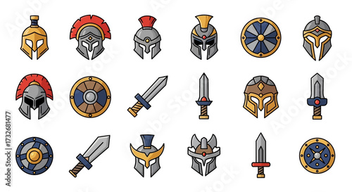 Ancient Greek Warrior Equipment Collection.