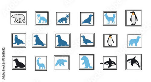 Arctic Animals Collection Polar Bear Seal Penguin.