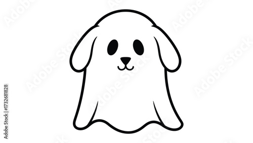 Friendly Ghost: A cute and cartoonish illustration of a friendly ghost, depicted with a simple and minimalist style and a charming, approachable design.