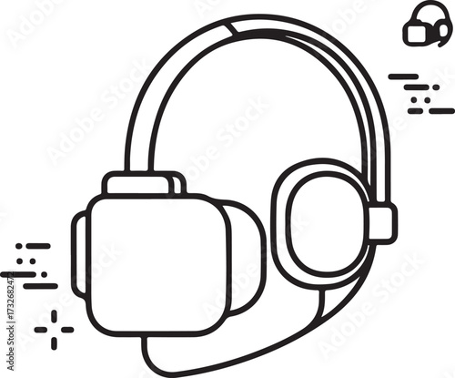 Minimalist Line Art Headset Icon for Audio Communication