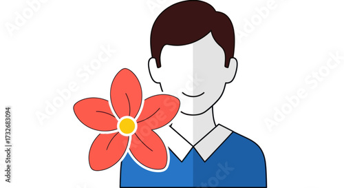 Faceless male avatar icon with a red flower.