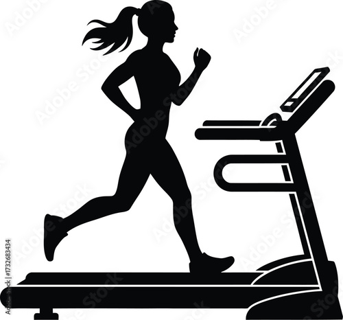 Woman on a treadmill machine. Treadmill exercise at the gym