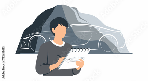 Creative automotive designer sketching a new car concept.