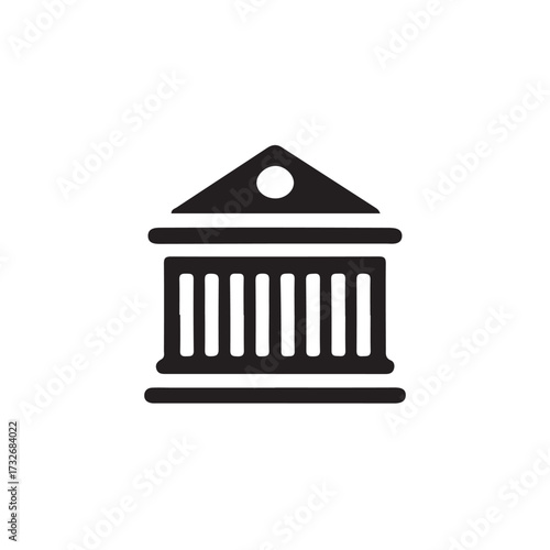 Simple black and white icon depicting a classical building facade.