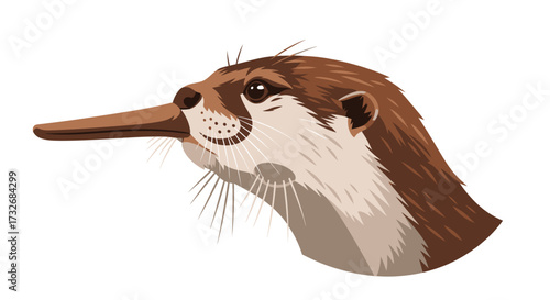 Illustrated Head of a Playful Otter Sticking Its Tongue Out.