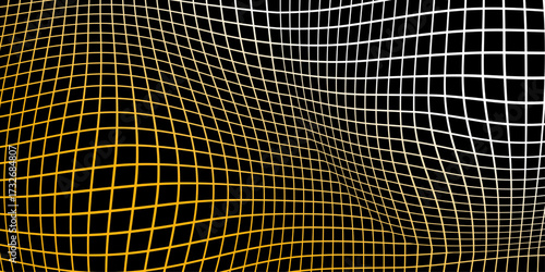 undulating grid pattern with gradient from gold to white on a black background