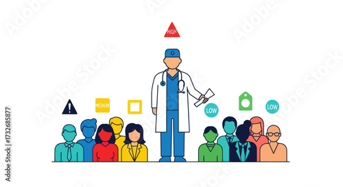 Doctor addressing a diverse group of people about healthcare.