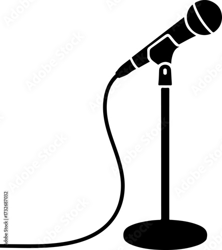 microphone stand silhouette vector illustration