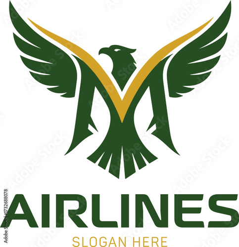 Eagle or Falcon Airlines Logo with Flying Wings