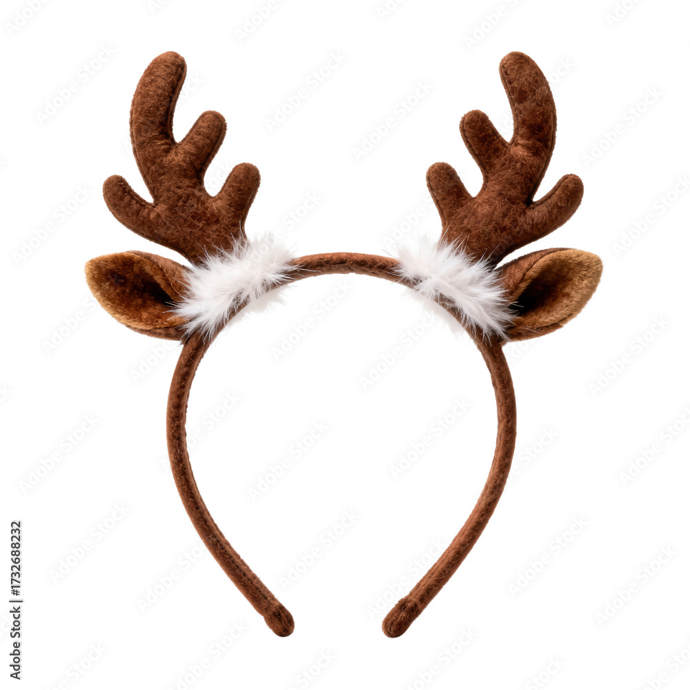 Fototapeta premium Festive Reindeer Antler Headband on White Background