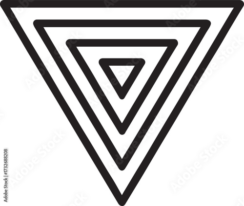 Futuristic neon concentric triangle silhouette vector with glowing geometric abstract modern design.